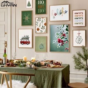 Set 2 Santa Claus Christmas Prints | Jolly Holiday Wall Art • Festive Home Decor